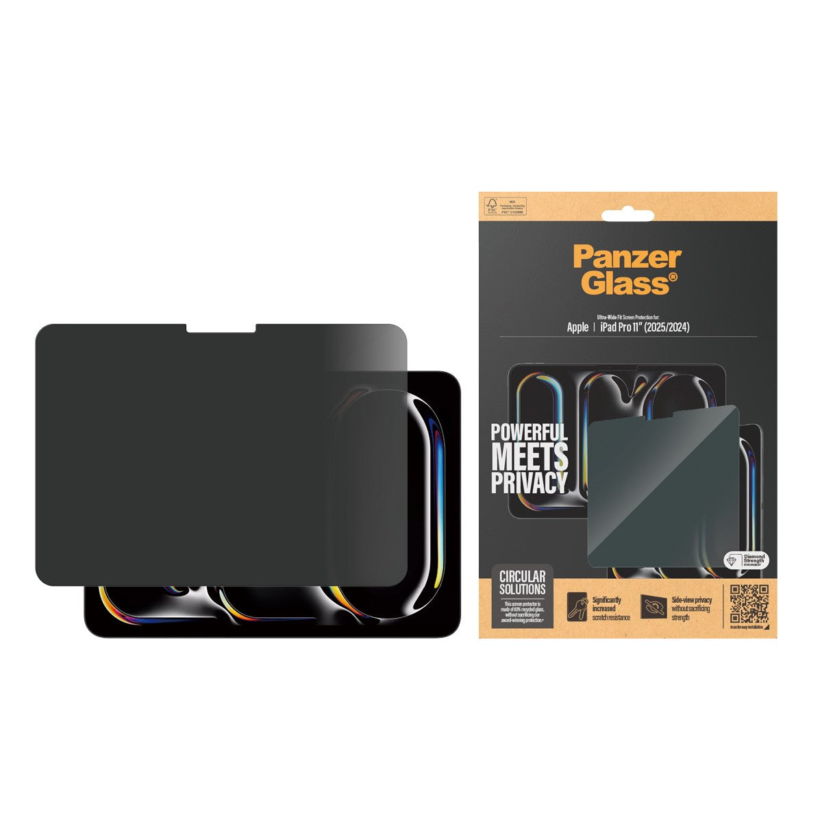 PanzerGlass® 2-Way Privacy Skærmbeskyttelse PanzerGlass® iPad Pro 11'' (2024-2025) | Ultra-Wide Fit
